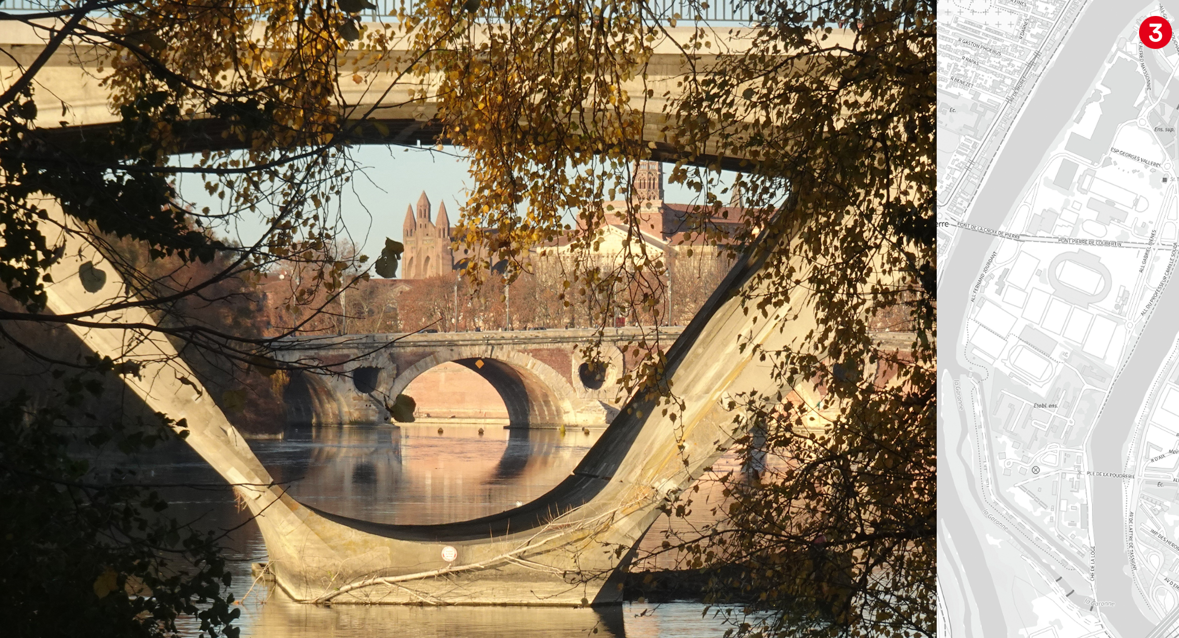 Le pont St Michel depuis l’île du Ramier (clin d’œil à Jean Dieuzaide)