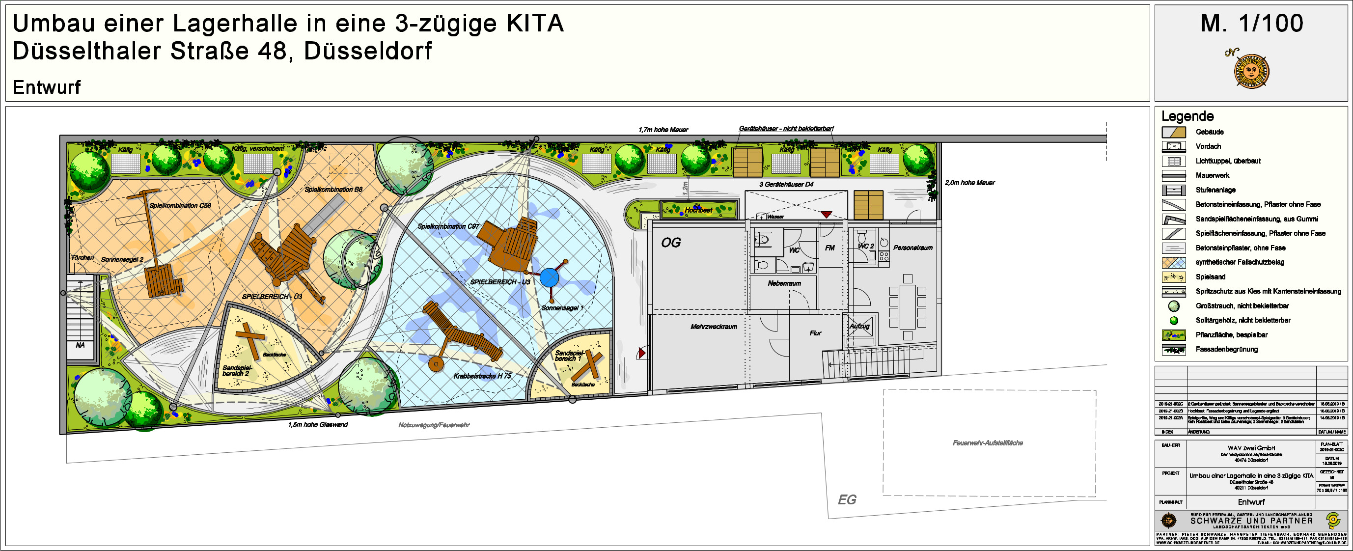 Neue EJF-Kita "Düsseldorfer Löwen" auf der Düsselthaler Straße 46 in Pempelfort © Schwarze und Partner, Landschaftsarchitekten mbH