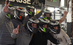 Spieler aus Sha’ar HaNegev und Düsseldorf sind auch im Kart nicht aufzuhalten. © Jüdische Gemeinde