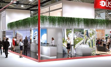 Visualisierung der neuen VR:EXPERIENCE-DUS Area, die in diesem Jahr den EXPOREAL Messestand der Stadt Düsseldorf in München erweitert © Landeshauptstadt Düsseldorf 