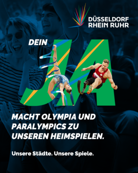 Aufruf zum Votum pro Olympia. © Düsseldorf Marketing GmbH 