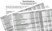 Foto auf dem die Haushaltssatzung, der Gesamtergebnisplan und der Gesamtfinanzplan übereinander liegen