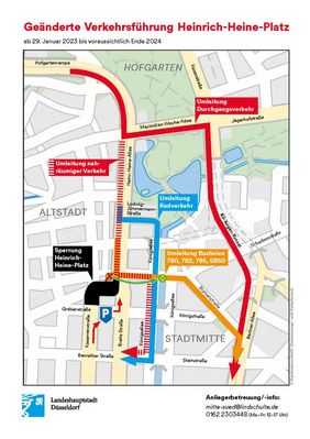 Grafik: Verkehrsumleitung Heinrich-Heine-Platz