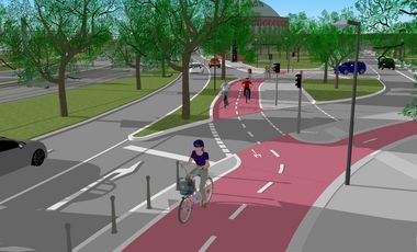 Die Stadtverwaltung hat dem Ordnungs- und Verkehrsausschuss in seiner Sitzung am 24. November die Anschlussplanung für die Hofgartenrampe vorgestellt. Grafik: Amt für Verkehrsmanagement