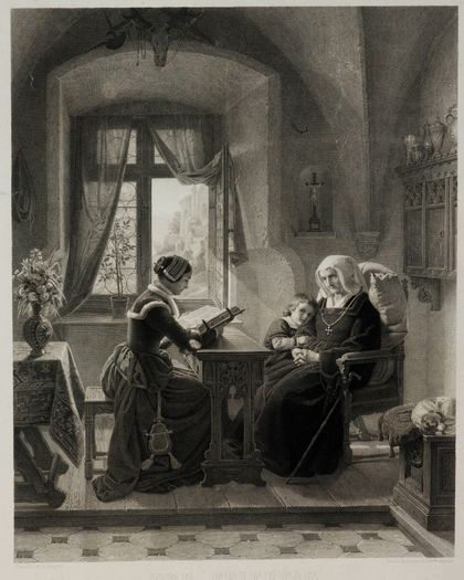 Der Feiertag, 1858/59–1867/68 (Stahlstich auf Papier, gestochen von Nikolaus Georg Barthelmess [1829–1889], gedruckt von C. Schulgen-Bettendorff, Privatbesitz, Düsseldorf. Foto C. Wucherpfennig)