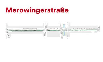 Detailplan Umweltspur Merowingerstraße. Grafik: Amt für Kommunikation