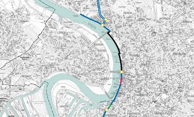 Die Grafik gibt den Planungsstand im Hinblick auf die erste Radleitroute wieder (Stand: Ende 2022). Grafik: Amt für Verkehrsmanagement 