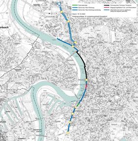 Die Grafik gibt den Planungsstand im Hinblick auf die erste Radleitroute wieder (Stand: Ende 2022). Grafik: Amt für Verkehrsmanagement 