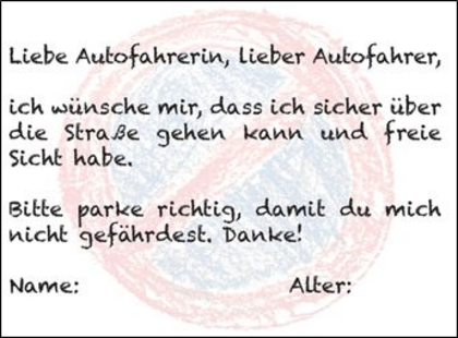 Strafzettel-Postkarte der Aktion GEH-WEG! 