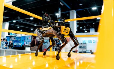 Roboter Spot von Boston Dynamics auf der XPonential. © Messe Düsseldorf GmbH