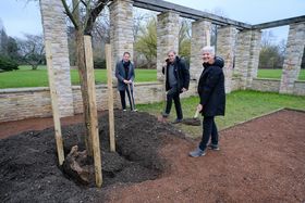 Ein weiterer Schritt im Rahmen des Planungskonzepts "Düsseldorf pflanzt Zukunft": (v.l.) Gartenamtsleiterin Doris Törkel, Beigeordneter Jochen Kral und Matthias Pasch vom Gartenamt pflanzten einen Zierapfelbaum im Nordpark. Fotos: Gstettenbauer