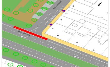 Planausschnitt Haroldstraße/ Ecke Schwanenmarkt der die neue Ladezone am Schwanenmarkt zeigt.