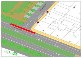 Planauschnitt Haroldstraße mit neuen Radverkehrsanlagen und der neuen Ladezone am Schwanenmarkt