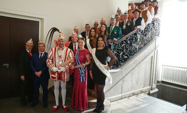 Gemeinsam mit dem Comitee Düsseldorfer Carneval e.V. begrüßte Oberbürgermeister Thomas Geisel die Delegation aus Puerto de la Cruz, Foto: David Young.