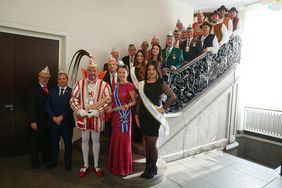 Gemeinsam mit dem Comitee Düsseldorfer Carneval e.V. begrüßte Oberbürgermeister Thomas Geisel die Delegation aus Puerto de la Cruz, Foto: David Young.