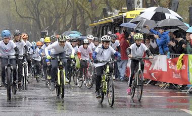 Vollen Einsatz trotz widriger Bedingungen zeigten die Kinder bei den Finals zum Petit Depart 2018