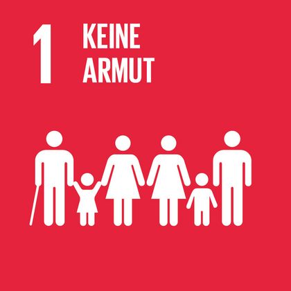 Symbol-Kachel zum Nachhaltigkeitsziel 1, "Keine Armut"