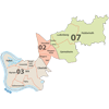 Ausschnitt Düsseldorfer Stadtkarte mit Stadtbezirken - Düsseldorf Mitte