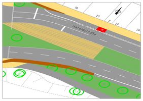 Planauschnitt Haroldstraße mit neuen Radverkehrsanlagen