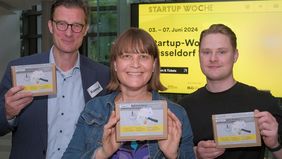 v.l.n.r.: Konrad Bartsch (Bereichsleiter Innovation & Digitalisierung bei Provinzial Konzern), Maike Haagmans (Co-Founderin von littleplan), Florian Baum (Innovationsmanager bei Provinzial Konzern)