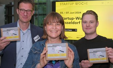 v.l.n.r.: Konrad Bartsch (Bereichsleiter Innovation & Digitalisierung bei Provinzial Konzern), Maike Haagmans (Co-Founderin von littleplan), Florian Baum (Innovationsmanager bei Provinzial Konzern)