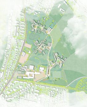 Lageplan vom Siegerentwurf des Wettbewerbs "Nördlich Kalkumer Schlossallee"