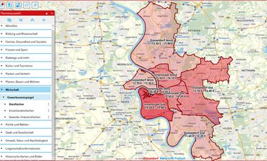 Der Gewerbemietpreisspiegel Düsseldorf auf dem Online-Portal Düsseldorf Maps