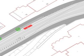 Planausschnitt von Karlsruher Straße die die neu geplanten Radverkehrsanlagen zeigt.