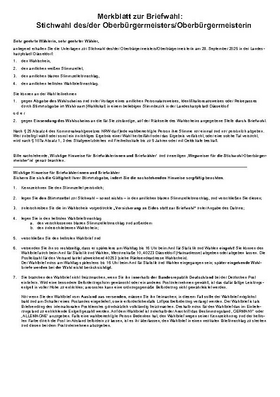 Merkblatt zur Oberbürgermeister-Stichwahl am Sonntag, 28. September 2025 - aktualisierte Fassung