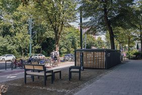 Blick auf die Mobilitätsstation an der Engerstraße © Connected Mobility Düsseldorf 