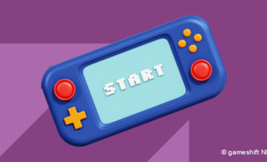 Grafik eines Gamecontrolers vor einem lila Hintergrund