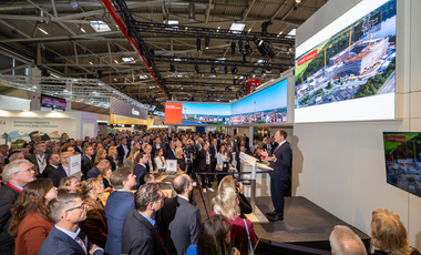 Impressionen vom Messestand der Landeshauptstadt Düsseldorf während der Präsentation des Oberbürgermeisters auf der Expo Real 2023 © Landeshauptstadt Düsseldorf/Robert Gongoll