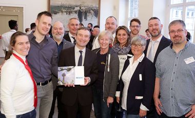 OB Geisel mit den Delegierten der EGLSF im Jan-Wellem-Saal des Rathauses; Foto: Lammert