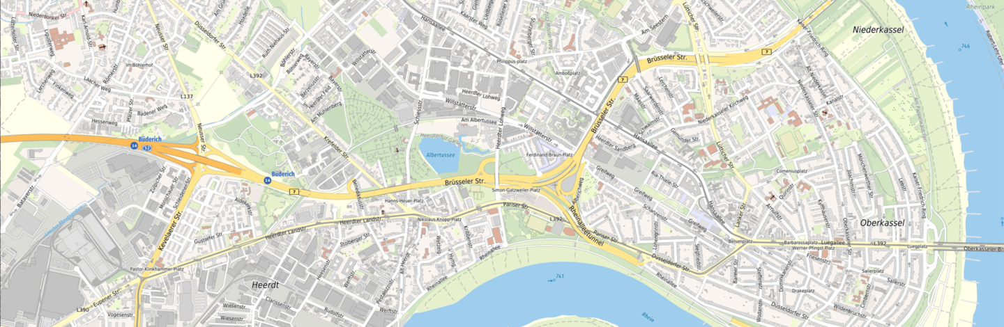 Kartenausschnitt Düsseldorf Rheinalleetunnel