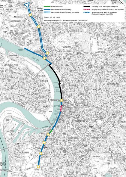 Die Nord-Süd Radleitroute 1 soll über rund 9 Kilometer Länge vom nördlichen Stadtgebiet bis zum Südring verlaufen. 