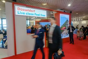 Der Messestand der Landeshauptstadt Düseldorf und Partner auf der MIPIM in Cannes 