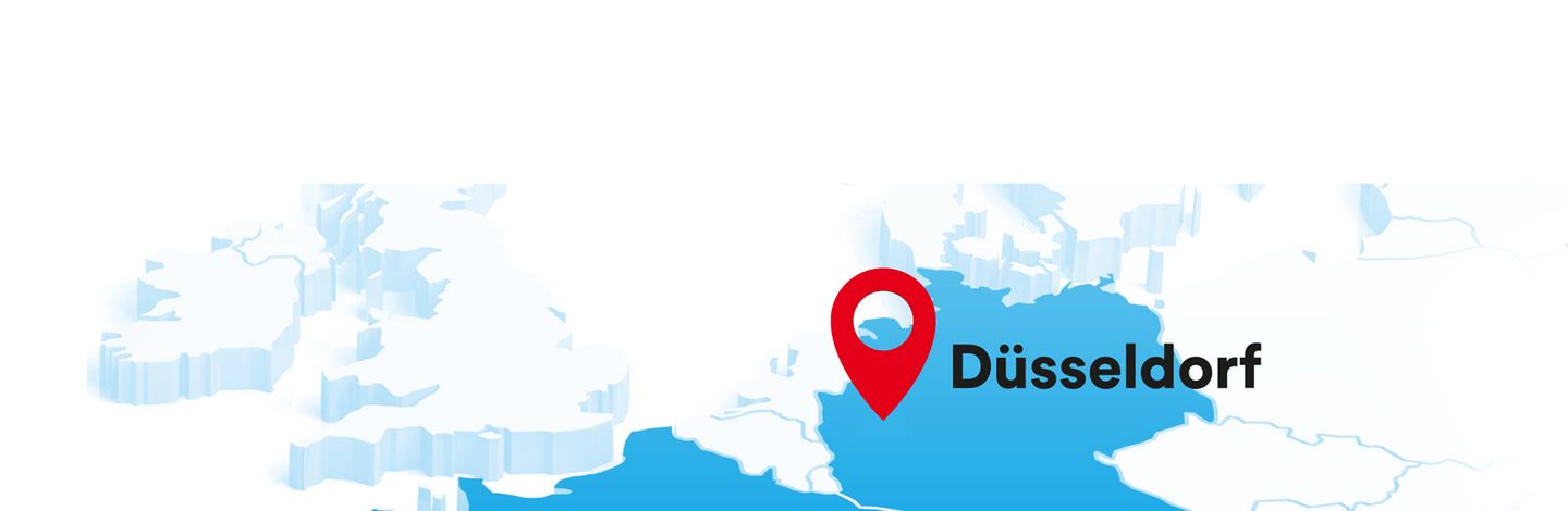 Landkarte mit dem Standort Düsseldorf