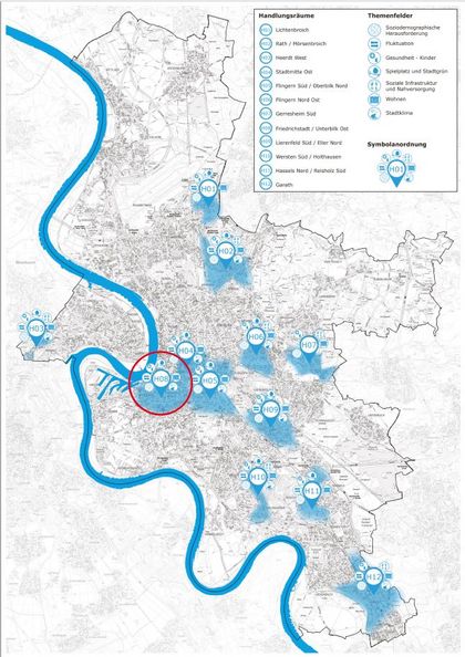 Übersichtskarte Handlungsraum 08 - Friedrichstadt / Unterbilk Ost