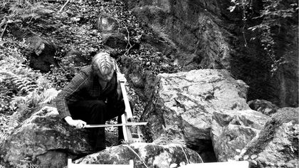 Steinbruch im Neandertal um 1870, Schwarz-Weiß-Foto, Foto: Höltgen 