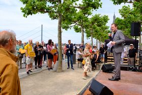 Oberbürgermeister Dr. Stephan Keller bei seiner Begrüßungsrede, Foto: Uwe Schaffmeister