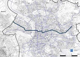 Kartenausschnitt vom Verlauf der Radleitroute