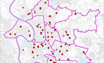 Grafik: Übersichtskarte Grundschulen in Düsseldorf