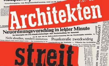 Ausschnitt vom Plakat zur Sonderausstellung "Architektenstreit", Stadtmuseum Düsseldorf