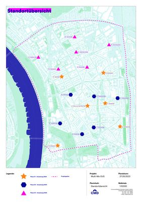 Übersicht über die neu geplanten Mobilitätsstationen im Zuge von Mulitmodus