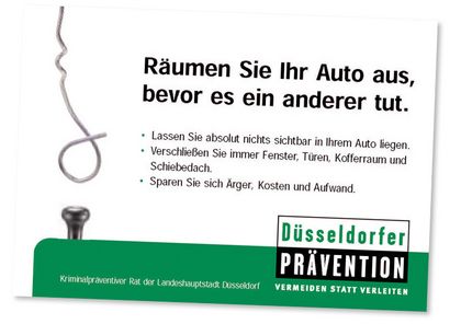 Plakataktion gegen Diebstahl aus dem Kfz